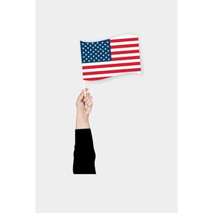 Drapeau américain portable personnalisé imprimé numériquement en nylon, polyester, soie et plastique avec mât en fibre de verre - Product Image 1