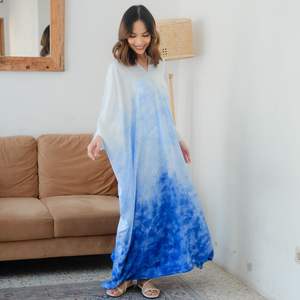 El mejor vestido Abaya Kaftan cómodo para mujer en tela de tinte anudado suave Ideal para un aspecto modesto durante la temporada de verano - Product Image 4