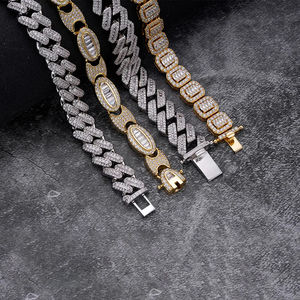 Cadena Cubana de Plata 925, Cadena Iced, Envío Inmediato, Chapada en Oro de 14k, Certificada por IGI, Diamante de Corte Brillante Creado en Laboratorio, Unisex - Product Image 3