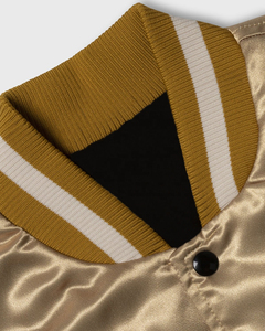 Chaqueta universitaria de satén de equipo personalizada, chaqueta de béisbol Bomber OEM con parche de logotipo para ropa deportiva, escuelas y equipos de baile - Product Image 2