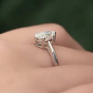 Anillo de Compromiso con Diamante Cultivado en Laboratorio con Certificación GIA, Corte Pera, en Oro Blanco de 10k, 14k, 18k para Mujer, Joyería al por Mayor, Regalo Ideal - Product Image 2