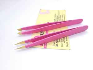 Puntas chapadas en oro con pinzas para cejas recubiertas de Color rosa, pinzas con logotipo personalizado de acero inoxidable con pestañas/tijera de resorte para cejas - Product Image 2