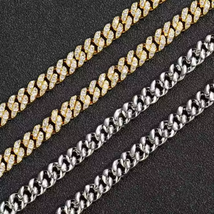 Collier chaîne cubaine de style premium, diamant moissanite, haute brillance, collier glacé pour un look tendance, en provenance d'Inde - Product Image 2