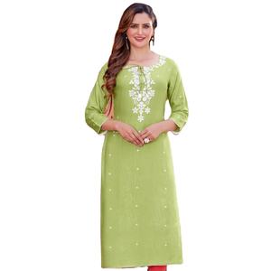 Kurtis prêts à porter pour femmes, en rayonne tissée avec broderie en fil de coton, style Inde et Pakistan, pour la vente en gros - Product Image 3