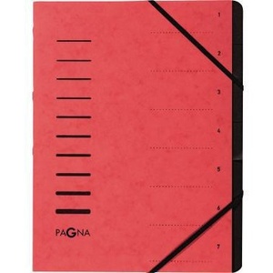 PAGNA Red Filing <b>Folder</b> with 7 Black Compartments for DIN <b>A4</b> 240g/m Pressed Chipboard - Product Image 1