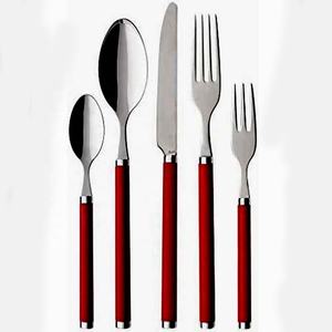 Vente en gros de couverts de restaurant plaqués argent, couverts réutilisables en résine rouge, couverts de mariage en acier inoxydable - Product Image 1