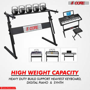 5 Core Keyboard Stand Piano Bench Combo Adjustable Key Board Stands 2" <b>Padded</b> Musician <b>Chair</b> Set - Product Image 4