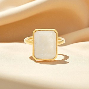 15x12mm Emerald Cut Rainbow Moonstone <b>Rings</b> 925 <b>Sterling</b> <b>Silver</b> Collet <b>Set</b> Handmade Jewelry Indian Wholesale Suppliers - Product Image 1