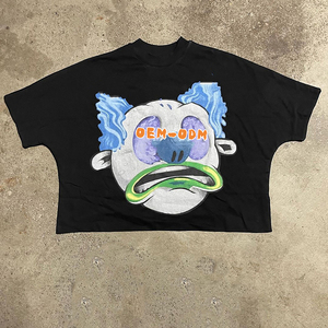 High Quality Streetwear 250 GSM Cotton Cropped Tees for Men Wholesale Heavyweight Boxy Fit Screen Print Graphic <b>T</b> <b>Shirts</b> - Product Image 5