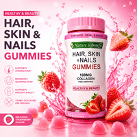 Gummies aux herbes pour cheveux, peau et ongles, saveur fraise, avec collagène, 60 unités, complément alimentaire beauté, OEM ODM, marque privée