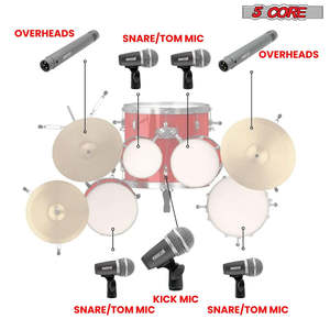 Kit de micros de batterie 5Core, 7 pièces, micros dynamiques pour grosse caisse, tom, et caisse claire, ensemble de micros pour instruments - Product Image 6