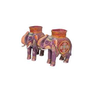 Elefante de Madera Pintado a Mano para Diwali, Estilo Bohemio con Diseño de Plantas para Decoraciones Festivas - Product Image 4