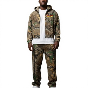 Best Quality Women's 100% Cotton 2 Piece Set Baggy <b>Camouflage</b> Anti-Bacterial Hooded Tracksuit Custom Screen Printed logo - Product Image 1