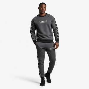 Services ODM et OEM – Survêtement décontracté 100 % coton pour homme, en molleton respirant, imprimé sérigraphié, motif uni, couleur personnalisée pour l'automne - Product Image 1