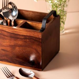 Organizador de Cubiertos de Madera Moderno con Asa, Caja de Almacenamiento Apilable para Cocina, Mesa de Comedor, Restaurante y Uso Doméstico - Product Image 5