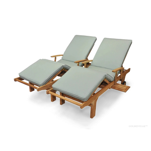 Tumbona de teca moderna de primera calidad con cojín grueso, inclinación ajustable y ruedas traseras para patio de villa y áreas de piscina de hotel - Product Image 1