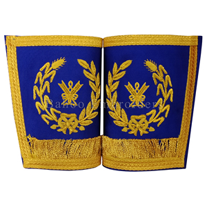 Masonic Regalia Craft Grand Rank Guanteletes para Secretaria Muy bien bordado a mano Recorte dorado en los bordes Ropa de hombre - Product Image 4