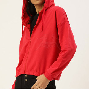 เสื้อฮู้ดเอวลอยมีซิปใส่สบายมีฮู้ดแบบรูดซิปเสื้อครอปท็อปดีไซน์ทันสมัย - Product Image 2