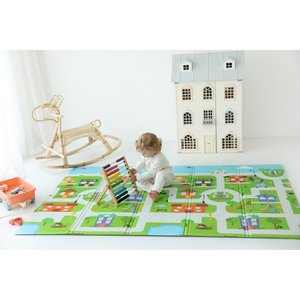 Tapis de jeu simple face 160x140x0,7 cm XPE pour bébé-ville en mousse imperméable non toxique enroulable - Product Image 5