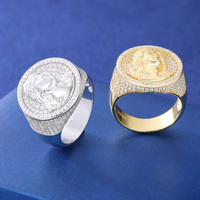 Anillo Clásico con Cabeza de Jesús de Diamante Moissanite para Hombre y Mujer, Amuleto Religioso, Accesorios para Bodas y Fiestas en Plata de Ley 925