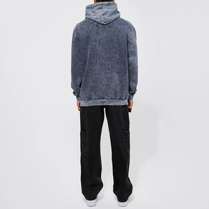 2025 Men's Acid <b>Wash</b> Hoodie High Quality Custom Made Streetwear Solid Color <b>Lined</b> Design Autumn Season Hot <b>Sale</b> - Product Image 3