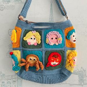 Bolso de hombro cruzado de ganchillo tejido a mano con diseño de bebé de dibujos animados, accesorios de moda para mujer - Product Image 5