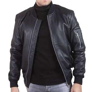 Chaqueta con cremallera para hombre con logotipo personalizado de diferentes estilos Diseño profesional según la demanda personalizada Chaqueta de cuero para hombre - Product Image 4