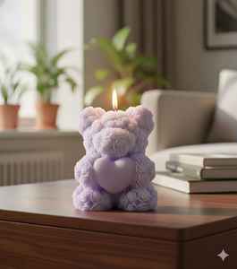 Bougie en forme d'ours en peluche faite à la main avec un cœur, bougie parfumée de luxe, cadeau de retour d'anniversaire, bougie personnalisée, boîte personnalisée, Saint-Valentin - Product Image 3