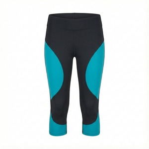 Pantalons de yoga taille haute gris chiné à blocs de couleur pour femmes, leggings de fitness patchwork, longueur 7/8, collants de sport pour la salle de sport, vêtements de sport actifs - Product Image 2