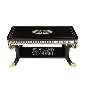Luxury Black Wooden Coffee Table And <b>Side</b> Table Set - Product Image 3