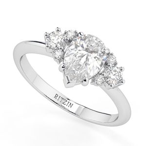 แหวนหมั้นหิน7ก้อนสำหรับผู้หญิงลูกแพร์1.00CT ตัดเพชร - Product Image 1