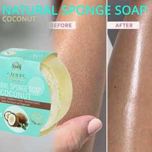 Jabón Corporal Artesanal de Esponja Natural para Aromaterapia, Orgánico, Vegano, 150g, Venta al por Mayor, Etiqueta Privada Moderna, Cuidado de la Piel, Coco - Product Image 2