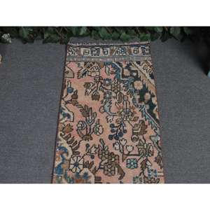 Alfombra Turca Vintage de 1.6x6.2 pies, Alfombra Azul Marrón Estilo Suroeste - Product Image 3