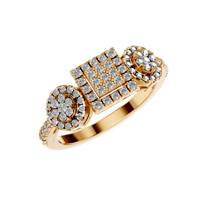 กลุ่มดอกไม้สี่เหลี่ยมสีทองแท้14K ดีไซน์ค็อกเทลตามสั่งพร้อมแหวนเพชรธรรมชาติเครื่องประดับชั้นดีแบบคลาสสิก - Product Image 6