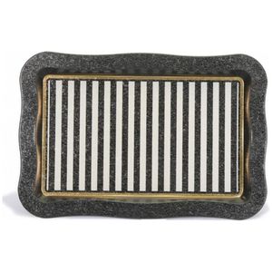 Bandeja de Metal perla Rectangular elegante de 238x358mm plato de servicio de línea blanca y negra con borde ondulado colección Sweet Home - Product Image 1