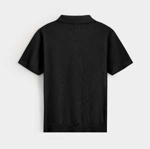 Polo con logotipo personalizado elegante para hombre 2024 con cuello de punto botón frontal apertura técnica teñida lisa al por mayor - Product Image 6