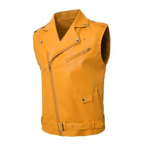 Gilet en cuir vintage personnalisé avec logo, veste de club de motards pour hommes, col à revers, fermeture éclair, streetwear, mode, haut sans manches - Product Image 4