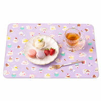 Tapis de déjeuner scolaire mignon violet pour filles, set de table rectangulaire en tissu lavable pour enfants avec imprimé dessert Kawaii