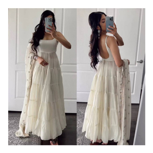 Affaire incroyable sur les tuniques de créateurs en fausse georgette lourde avec broderie Séquence Travail Kurti pour femmes au prix le plus bas - Product Image 1
