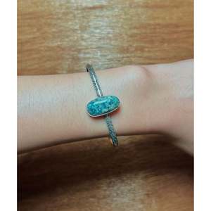 Navajo-Made Cultural Collectible Jewelry Lander Varicsite & Sterling <b>Silver</b> <b>Cuff</b> <b>Bracelet</b> New & Unique Design - Product Image 5