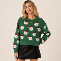 FNJIA Lesmart Pull de Noël moche pour femme, motif Père Noël amusant, ample, tricoté, pour fête de fin d'année, En stock
