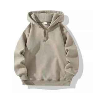 Sudadera con capucha personalizada para hombre, 100% algodón, de invierno, lisa, con media cremallera, hombros caídos, estilo esencial, corte regular, informal, manga larga - Product Image 1