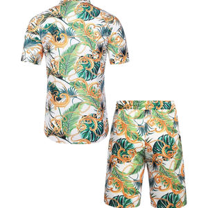 Conjunto de 2 piezas de verano para hombre, traje deportivo transpirable de ocio con camiseta de manga corta y pantalones cortos, patrón sólido para ocio o deportes - Product Image 2