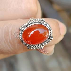 925 Sterling Silver Handmade Boho <b>Statement</b> <b>Ring</b> Natural Carnelian Oval Gemstone Fine Fashion Jewelry Gift for Her - Product Image 6