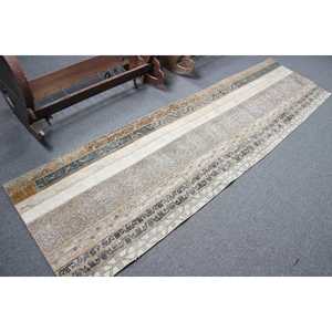 Tapis turc vintage 2,4x8,6 pi (73x263 cm), tapis floral brun gris - Product Image 2