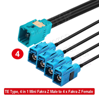 Connecteur TE Type 4-en-1 MINI FAKRA Z vers 4 FAKRA Z mâle/femelle, câble coaxial RG174 50 Ohm de haute qualité
