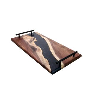 Bandeja de servicio de madera de mango de estilo moderno de diseño vintage de mejor tendencia con mango de metal Color de forma de tamaño personalizado - Product Image 3