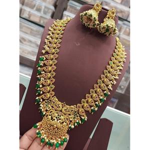 Look classique Qualité supérieure Vêtements traditionnels Collier plaqué or Ensemble avec boucles d'oreilles pour femmes Bijoux de créateur pour vêtements de mariage - Product Image 1