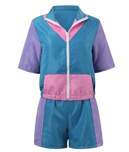 Ensemble de survêtement d'extérieur respirant pour femme, veste coupe-vent courte zippée en nylon et short, collection 2026 - Product Image 1
