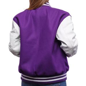 Chaqueta Universitaria Personalizada para Mujer, Chaqueta de Béisbol Corta, Técnicas de Teñido Liso, Tejida, 2026 - Product Image 6
